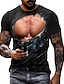 baratos Camisas &amp; Regatas para Homem-Homens Camiseta Estampas Abstratas Camiseta muscular 3D Gola Redonda Preto Impressão 3D Diário Feriado Manga Curta Imprimir Roupa Designer Casual Músculo Grande e Alto