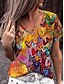 cheap Women&#039;s T-shirts-Women&#039;s Graphic Patterned Heart Casual Daily Valentine Valentine&#039;s Day Couple Short Sleeve T shirt Tee V Neck Print Basic Essential Vintage Boho Tops Rainbow S / 3D Print