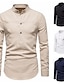 economico Abbigliamento uomo-Per uomo Camicia Rimborsate Di base Colletto alla coreana Medio spessore Primavera estate Bianco Nero Cachi Blu marino