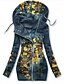 cheap Plus Size Outerwear-Women&#039;s Plus Size Winter Jacket Jacket Pocket Zip Up Animal Floral Color Block Outdoor Causal Long Sleeve Hooded Regular Fall Spring Green Black Blue L XL XXL 3XL