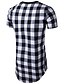baratos Roupa de Homem-T-shirt de manga curta estilo verão moda masculina casual bainha irregular xadrez duplo zíper lateral