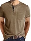 cheap T-Shirts-Men&#039;s T shirt T-shirt Sleeve Basic Henley Medium Spring &amp; Summer Black Khaki White