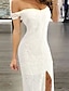 billige Midi Kjoler-Dame Bodycon Maxi lang kjole Hvid Uden ærmer Helfarve Paisley Delt Skulderfri Varm Sexet S M L XL