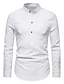 cheap Men&#039;s Clothing-Men&#039;s Shirt Bishop Sleeve Basic Stand Collar Medium Spring &amp; Summer White Black Khaki Navy Blue