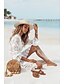baratos Cover-Ups-Mulheres Roupa de Banho Cobertura Beach Top Normal roupa de banho Côr Sólida Proteção UV Renda Crochê Branco Fatos de banho Férias Sensual Moderno / Doce / novo / Sem Bojo