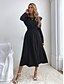 abordables Vestimenta de Mujeres-Mujer Falda y Vestido Vestido de una línea Básico Básico Multicolor Escote Redondo Primavera &amp; Otoño Regular Negro