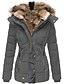 cheap Down&amp; Parkas-Ladies&#039; Parka with Pockets Casual Party Hooded Coat