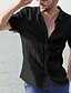 billige Men&#039;s-Herre Skjorte linned skjorte Krave Helfarve Vanlig Grøn Hvid Sort Grå Kortærmet Knap Basale Daglig Toppe Bomuld Daglig Afslappet Afslappet Hverdag