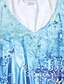 billige Bestselgende topper-Dame T skjorte Grafisk Blomstret Blå Trykt mønster Kortermet Daglig Helg Grunnleggende V-hals Normal