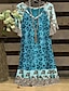 preiswerte Best Selling Plus Size-Damen Übergröße Leopard T Shirt Kleid Bedruckt V-Ausschnitt Kurzarm Alltag Sommer Normal Täglich Knielanges Kleid Kleid