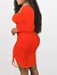 cheap Plus Size Dresses-Women&#039;s Plus Size Solid Color A Line Dress Ruched Square Neck Long Sleeve Casual Prom Dress Spring Summer Causal Daily Short Mini Dress Dress / Party Dress