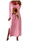 abordables Vestimenta de Mujeres-Mujer Vestido de una línea Básico Estampado Moderno Flor Escote Redondo Primavera &amp; Otoño Regular Azul Piscina Blanco Negro Rosa Gris