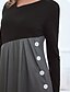cheap Casual Dresses-Women&#039;s Maxi long Dress Shift Dress Gray Long Sleeve Button Striped Color Block Round Neck Fall Winter Casual Modern 2021 M L XL XXL 3XL