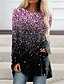 cheap T-Shirts-Women&#039;s Galaxy Sparkly Glittery Casual Weekend Painting Long Sleeve T shirt Tee Round Neck Print Basic Essential Tops Green Blue Purple S / 3D Print