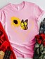 abordables T-shirts-Mujer Mariposa Corazón Foco Multicolor Casual San Valentín Enamorado Mariposa día de San Valentín Pintura Manga Corta Camiseta Escote Redondo Estampado Básico Tops Blanco Negro Rosa S