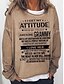 cheap Hoodies &amp; Sweatshirts-Women&#039;s Text Sweatshirt Pullover Crew Neck Monograms Hot Stamping Casual Weekend Active Streetwear Cotton Hoodies Sweatshirts  Black Gray Khaki