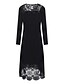 cheap Plus Size Dresses-Women&#039;s Plus Size Solid Color A Line Dress Lace Round Neck Long Sleeve Work Basic Vintage Prom Dress Spring Summer Party Holiday Knee Length Dress Dress / Party Dress