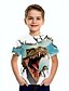 baratos Camisetas Para Meninos-Infantil Para Meninos Camisa Manga Curta Azul Claro Azul Céu Azul marinho Impressão 3D Dinossauro Animal Escola Diário Interior Básico Legal 3-12 anos / Verão