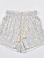 cheap Pants-Women&#039;s Shorts Silver Fashion Novelty Mid Waist Valentine&#039;s Day Club Weekend Short Micro-elastic Sparkly Comfort S M L XL