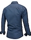 baratos Roupa de Homem-Homens Camisa Social Bispo Listas Colarinho de Camisa Média Primavera / Outono / Inverno / Verão Azul