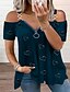abordables Tops &amp; Blouses-Mujer Blusa Camisa Gráfico Corazón Escote en Pico Cremallera Tops Verde Trébol Blanco Negro