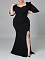 cheap Plus Size Dresses-Women&#039;s Plus Size Solid Color Sheath Dress Split V Neck Short Sleeve Formal Sexy Prom Dress Spring Summer Party Vacation Maxi long Dress Dress / Party Dress / Ruffle
