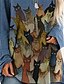 baratos Blusa-Mulheres T-shirt vestido Túnica Camiseta Gato Gato Gráfico Decote Redondo Imprimir Básico Casual Blusas Azul Vinho Cinzento / Impressão 3D