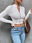 cheap T-Shirts-Women&#039;s Casual Weekend Crop Tshirt T shirt Tee Long Sleeve Plain V Neck Basic Fashion Tops White S