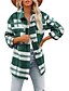 cheap Women&#039;s Coats &amp; Jackets-Women&#039;s Coat Warm Button Modern Daily Shacket Street Daily Going out Coat Polyester White / Black Light Khaki. Green Spring &amp;  Fall Shirt Collar Loose S M L XL 2XL