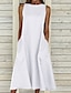 cheap Super Sale-Women&#039;s Midi Dress A Line Dress White Blue Gray Yellow Sleeveless Pocket Pure Color Round Neck Spring Summer Basic Essential Casual 2022 Loose S M L XL XXL