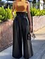 cheap Pants-Women&#039;s Culottes Wide Leg Wide Leg Trousers Full Length PU Faux Leather Side Pockets Baggy Micro-elastic Mid Waist Fashion Party Casual Black S M Spring &amp;  Fall