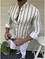 economico Abbigliamento uomo-Per uomo Camicia Rimborsate Righe Colletto alla coreana Medio spessore Primavera estate Rosa Albicocca