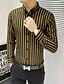 cheap Men&#039;s Clothing-Men&#039;s Shirt Bishop Sleeve Stripe Shirt Collar Medium Spring &amp; Summer Black Yellow