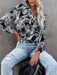 cheap Tops &amp; Blouses-Women&#039;s Floral Paisley Holiday Weekend Floral Long Sleeve Blouse Shirt Shirt Collar Button Ethnic Casual Streetwear Tops Black Pink S / 3D Print