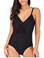 cheap One Piece-Women&#039;s Swimwear One Piece Monokini Plus Size Swimsuit Solid Color Tummy Control Open Back Black Navy Blue Strap Bathing Suits Vacation Fashion New / Modern / Padded Bras