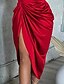 cheap Party Dresses-Women&#039;s Midi Dress Sheath Dress Red Sleeveless Sequins Split Ruched Pure Color One Shoulder Spring Summer Party Party Stylish Elegant 2022 S M L XL / Party Dress
