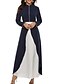 cheap Maxi Dresses-Women&#039;s Maxi long Dress A Line Dress Navy Blue Long Sleeve Patchwork Beads Pure Color Stand Collar Spring Romantic Vintage Muslim 2022 S M L XL XXL