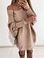 cheap Sweater &amp; Cardigan Dresses-Pure Khaki Women&#039;s Shift Dress Long Sleeve Fall