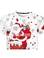 baratos Camisetas Para Meninos-Infantil Para Meninos Camisa Camiseta Manga Curta Papai Noel Estampa Colorida 3D Natal Estampado Crianças Blusas Básico Moda de Rua Branco