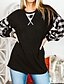 abordables T-shirts-Mujer Plaid Bloque de color Diario Fin de semana Manga Larga Camiseta Escote Redondo Estampado Básico Tops Blanco Rojo S