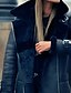 cheap Coats &amp; Trench Coats-Women&#039;s Jacket Fur Trim Pocket Regular Coat Black Daily Casual Zipper Fall Turndown Regular Fit S M L XL XXL