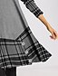 cheap Casual Dresses-Women&#039;s A Line Dress Knee Length Dress Gray Long Sleeve Plaid Color Block Patchwork Print Fall Winter Turtleneck Casual 2021 S M L XL XXL 3XL 4XL
