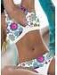 abordables Bikini-Mujer Bañadores Bikini 2 piezas Traje de baño Cabestro 2 Piezas Espalda Abierta Sexy Floral Escote en V Tropical Sensual Trajes de baño