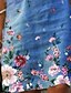 preiswerte All Sale-Damen Etuikleid Knielanges Kleid Blau Grün Ärmellos Blumen Druck Frühling Sommer V-Ausschnitt Elegant Freizeit Lose 2021 M L XL XXL 3XL 4XL