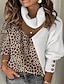 cheap Sweaters &amp; Cardigans-Women&#039;s Stylish Maillard Pullover Sweater with Leopard Block