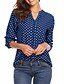 cheap Tops &amp; Blouses-Women&#039;s Blouse Shirt Blue Pink Yellow Print Polka Dot Daily Weekend Long Sleeve V Neck Streetwear Regular S