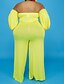 cheap Plus Size Jumpsuits-Women&#039;s Plus Size Jumpsuit Backless Long Sleeve Solid Colored Summer Streetwear Black Yellow L XL XXL 3XL 4XL / Off Shoulder