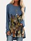 abordables Blusa-Mujer Vestido camiseta Sayo Camiseta Gato Gato Gráfico Escote Redondo Estampado Básico Casual Tops Azul Piscina Vino Gris / Impresión 3D