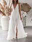 abordables Robes Maxi-robe de soirée femme robe en dentelle robe swing robe longue robe maxi blanc sans manches couleur pure dentelle printemps été profonde v soirée romantique s m l xl