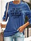 baratos T-shirts-Mulheres Camiseta Gráfico Texto Estampas Abstratas Decote Redondo Básico Blusas Verde Azul Preto